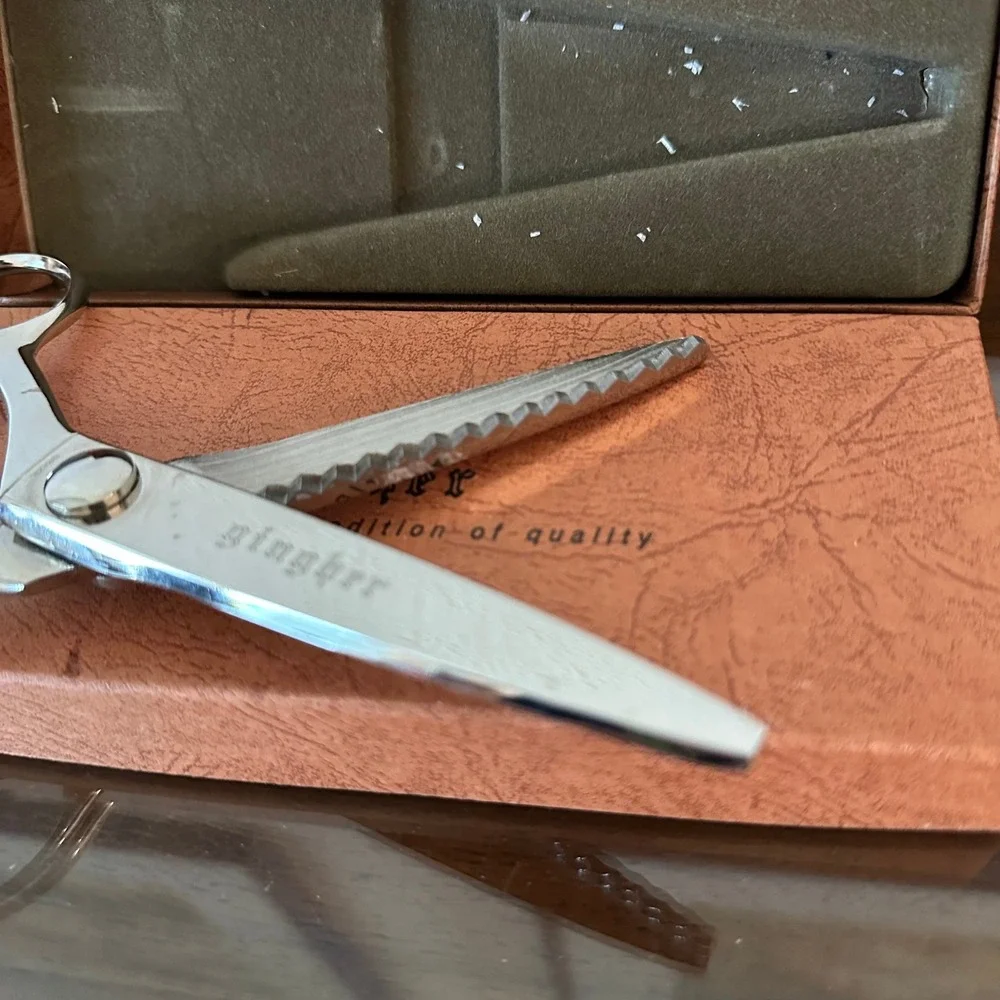 Gingher Pinking Shears 7.5 Inch Chrome Plated Sewing Scissors with Original Box